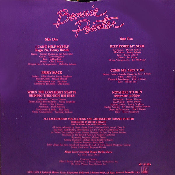 Bonnie Pointer ~ Bonnie Pointer (Vinyl) - Djungel & Jazz