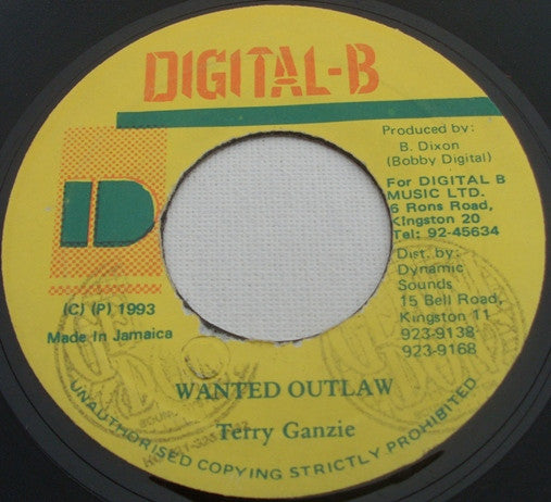 Terry Ganzie : Wanted Outlaw (7")