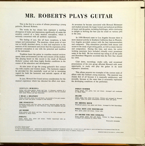 Howard Roberts ~ Mr. Roberts Plays Guitar (Vinyl) - Djungel & Jazz