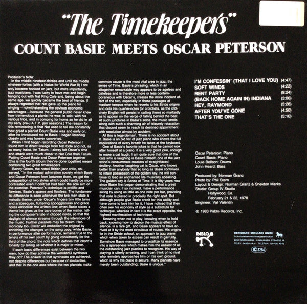 Count Basie Meets Oscar Peterson ~ The Timekeepers (Vinyl) - Djungel & Jazz