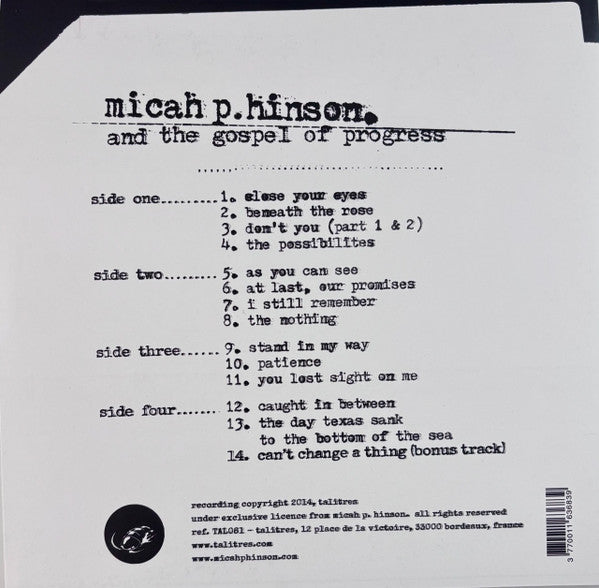 Micah P. Hinson, The Gospel Of Progress ~ Micah P. Hinson And The Gospel Of Progress (Vinyl) - Djungel & Jazz