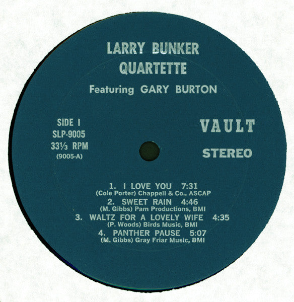 Larry Bunker Quartette Featuring Gary Burton ~ Live At Shelly's Manne-Hole (Vinyl) - Djungel & Jazz