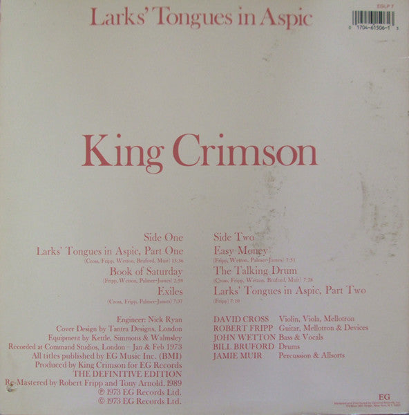 King Crimson ~ Larks' Tongues In Aspic (Vinyl) - Djungel & Jazz