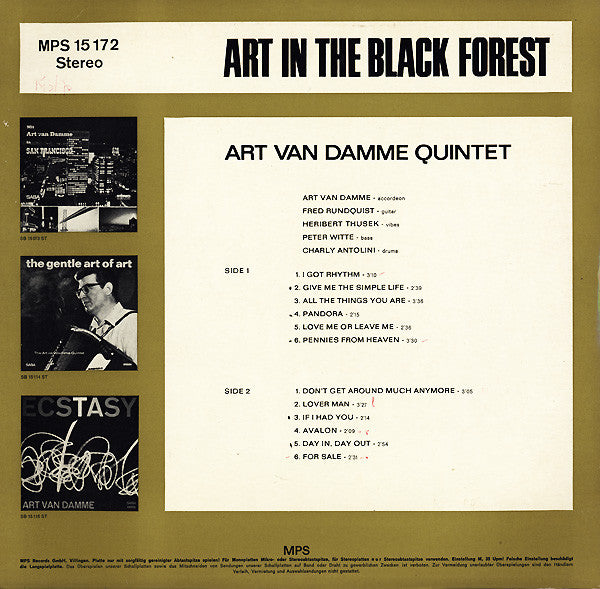 The Art Van Damme Quintet ~ Art In The Black Forest (Vinyl) - Djungel & Jazz