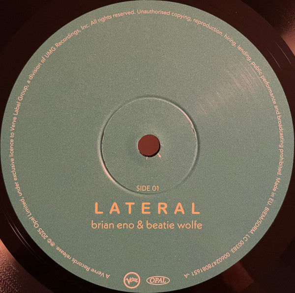 Brian Eno & Beatie Wolfe ~ Lateral (Vinyl) - Djungel & Jazz