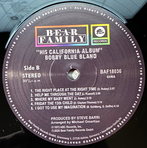 Bobby Bland ~ His California Album (Vinyl) - Djungel & Jazz
