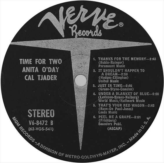 Anita O'Day / Cal Tjader ~ Time For 2 (Vinyl) - Djungel & Jazz