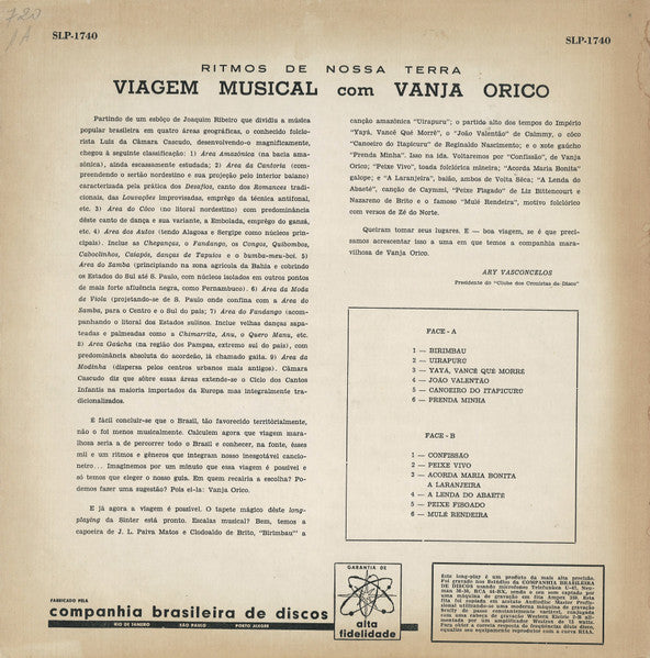 Vanja Orico : Ritmos De Nossa Terra - Viagem Musical Com Vanja Orico (LP, Mono)