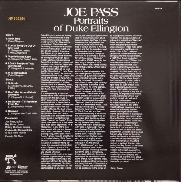 Joe Pass ~ Portraits Of Duke Ellington (Vinyl) - Djungel & Jazz