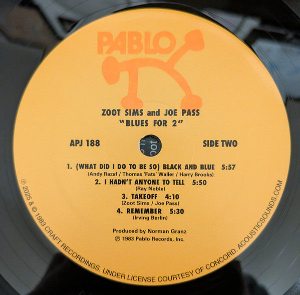 Zoot Sims Plus Joe Pass ~ Blues For 2 (Vinyl) - Djungel & Jazz