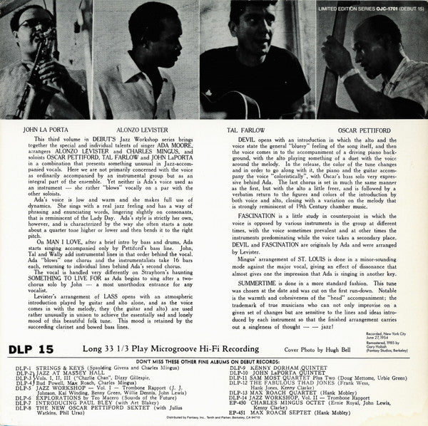 Ada Moore ~ Jazz Workshop Volume Three (Vinyl) - Djungel & Jazz