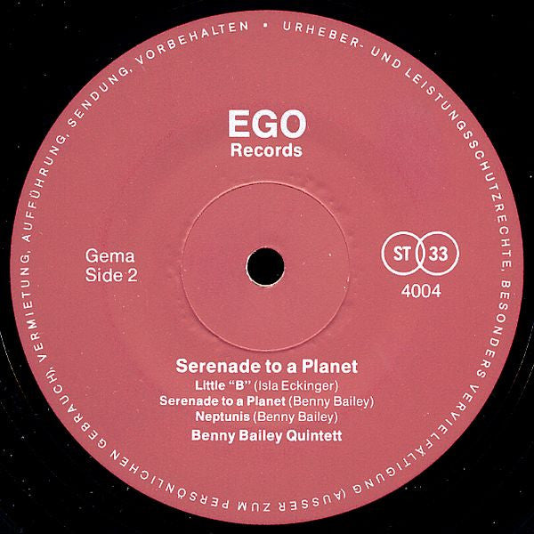 Benny Bailey ~ Serenade To A Planet (Vinyl) - Djungel & Jazz