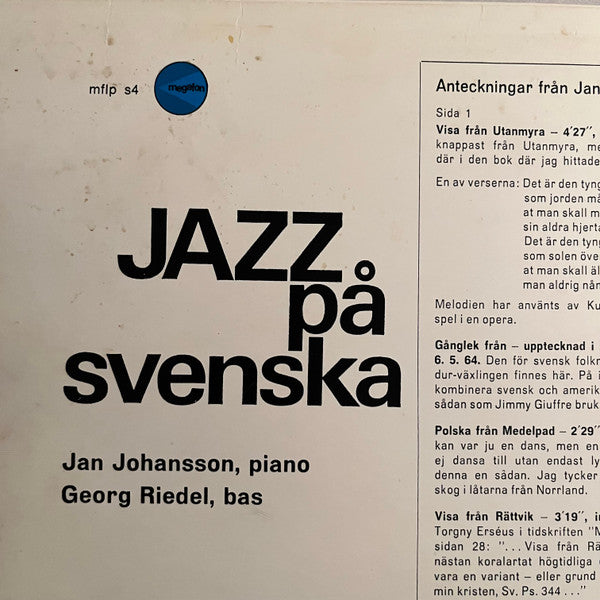 Jan Johansson ~ Jazz På Svenska (Vinyl) - Djungel & Jazz