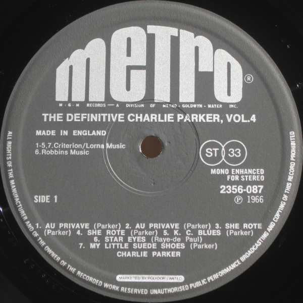 Charlie Parker ~ The Definitive Charlie Parker Vol. 4 (Vinyl) - Djungel & Jazz