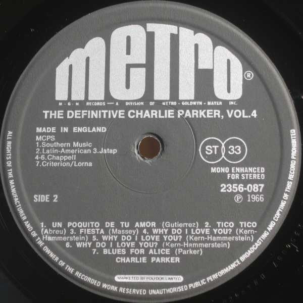 Charlie Parker ~ The Definitive Charlie Parker Vol. 4 (Vinyl) - Djungel & Jazz