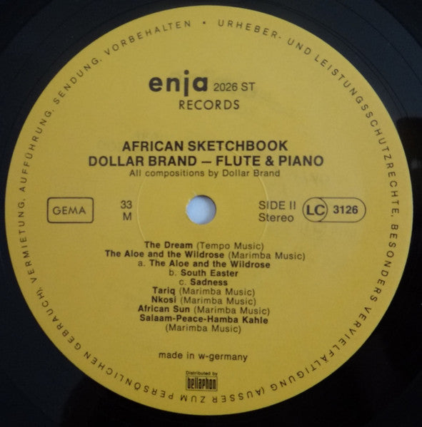 Dollar Brand ~ African Sketchbook (Vinyl) - Djungel & Jazz