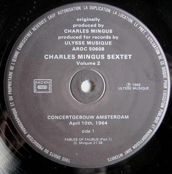 Charles Mingus Sextet : Concertgebouw Amsterdam Volume 2 (LP, Album)