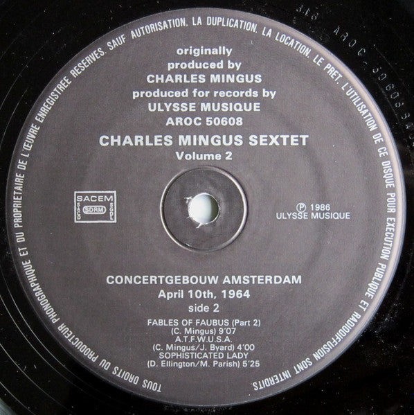 Charles Mingus Sextet : Concertgebouw Amsterdam Volume 2 (LP, Album)