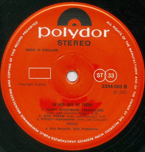 Focus ~ In And Out Of Focus (Vinyl) - Djungel & Jazz