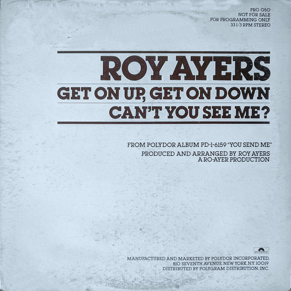 Roy Ayers : Get On Up, Get On Down / Can't You See Me? (12", Promo)