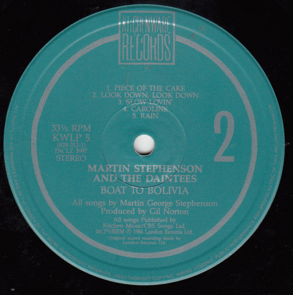 Martin Stephenson & The Daintees ~ Boat To Bolivia (Vinyl) - Djungel & Jazz