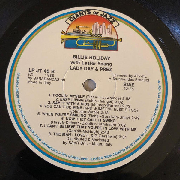 Billie Holiday With Lester Young ~ Lady Day & Prez (Vinyl) - Djungel & Jazz