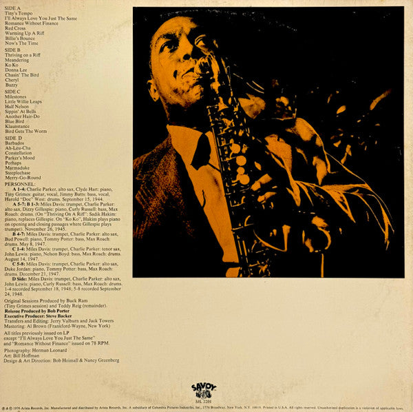 Charlie Parker : Bird / The Savoy Recordings (Master Takes) (2xLP, Comp, Pit)