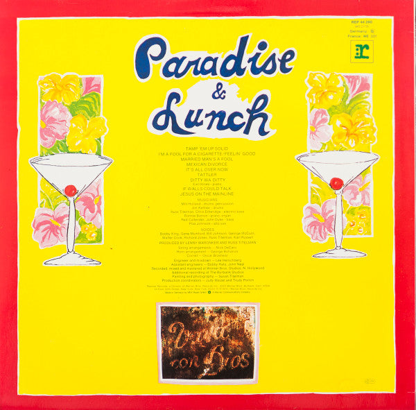 Ry Cooder ~ Paradise And Lunch (Vinyl) - Djungel & Jazz