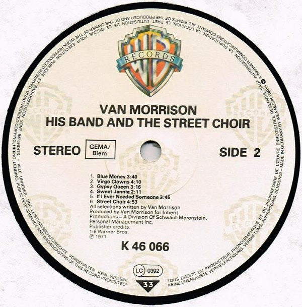 Van Morrison ~ His Band And The Street Choir (Vinyl) - Djungel & Jazz