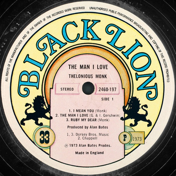 Thelonious Monk ~ The Man I Love (Vinyl) - Djungel & Jazz