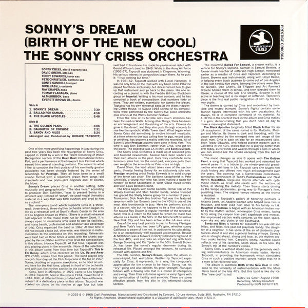 The Sonny Criss Orchestra ~ Sonny's Dream (Birth Of The New Cool) (Vinyl) - Djungel & Jazz