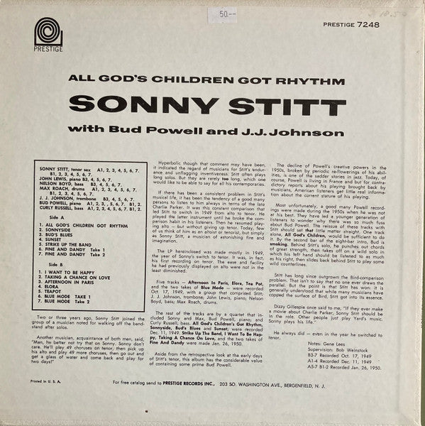 Sonny Stitt With Bud Powell And J. J. Johnson ~ All God's Children Got Rhythm (Vinyl) - Djungel & Jazz