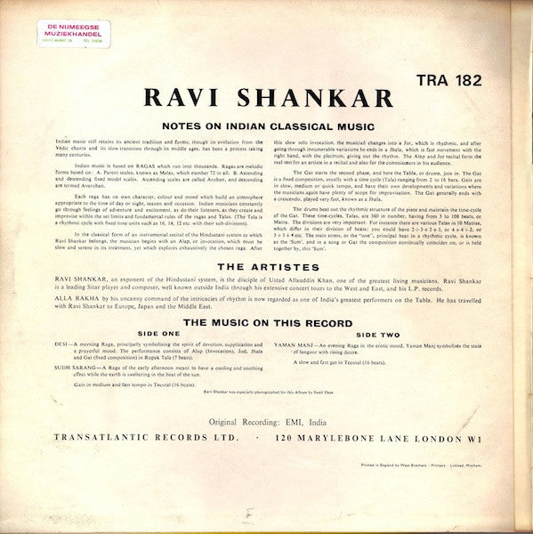 Ravi Shankar With Alla Rakha ~ A Sitar Recital (Vinyl) - Djungel & Jazz