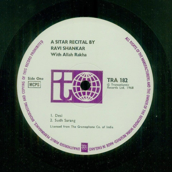 Ravi Shankar With Alla Rakha ~ A Sitar Recital (Vinyl) - Djungel & Jazz