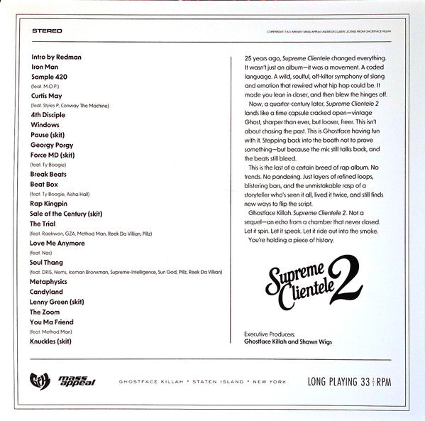 Ghostface Killah ~ Supreme Clientele 2 (Vinyl) - Djungel & Jazz