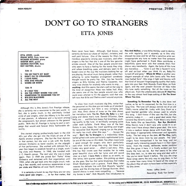 Etta Jones ~ Don't Go To Strangers (Vinyl) - Djungel & Jazz