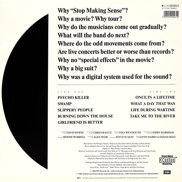 Talking Heads ~ Stop Making Sense (Vinyl) - Djungel & Jazz