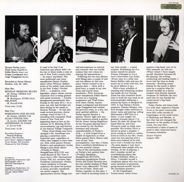 Horace Parlan Quintet ~ Glad I Found You (Vinyl) - Djungel & Jazz