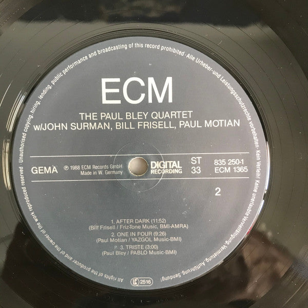 Paul Bley Quartet w/ John Surman, Bill Frisell, Paul Motian ~ The Paul Bley Quartet (Vinyl) - Djungel & Jazz