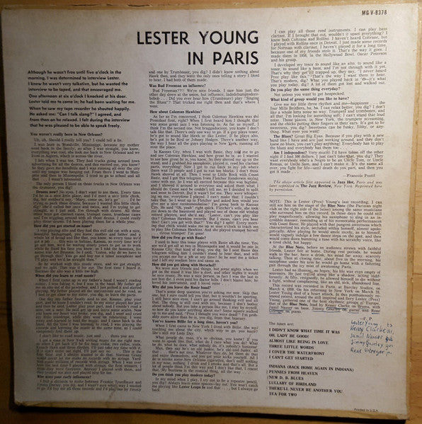 Lester Young : Lester Young In Paris (LP)