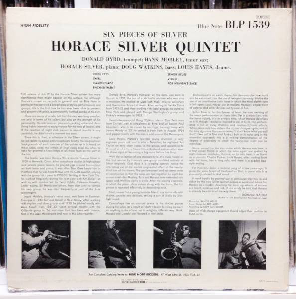 Horace Silver Quintet* : 6 Pieces Of Silver (LP, Album, Mono, RE)