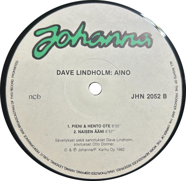 Dave Lindholm : Aino (LP, Album, Gre)