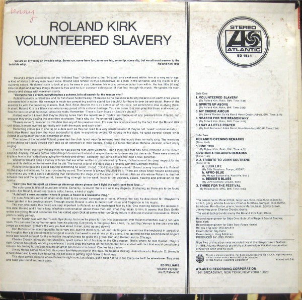 Roland Kirk ~ Volunteered Slavery (Vinyl) - Djungel & Jazz