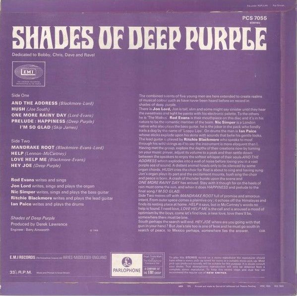 Deep Purple ~ Shades Of Deep Purple (Vinyl) - Djungel & Jazz
