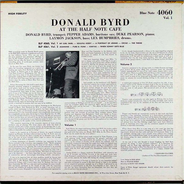 Donald Byrd ~ At The Half Note Cafe (Volume 1) (Vinyl) - Djungel & Jazz
