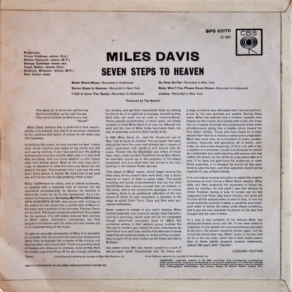Miles Davis ~ Seven Steps To Heaven (Vinyl) - Djungel & Jazz