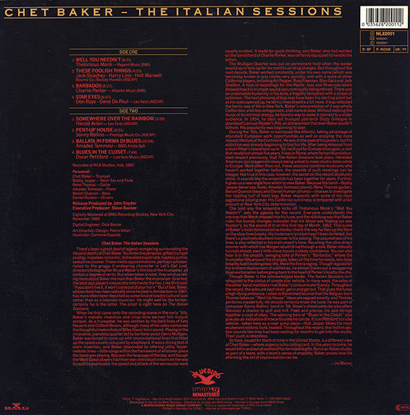 Chet Baker : The Italian Sessions (LP, Album, RE, RM)