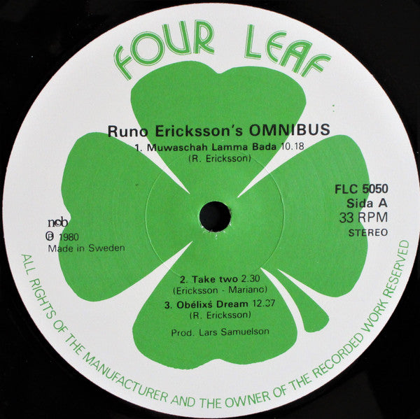 Runo Ericksson's Omnibus ~ Runo Ericksson's Omnibus (Vinyl) - Djungel & Jazz