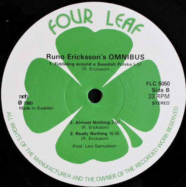Runo Ericksson's Omnibus ~ Runo Ericksson's Omnibus (Vinyl) - Djungel & Jazz