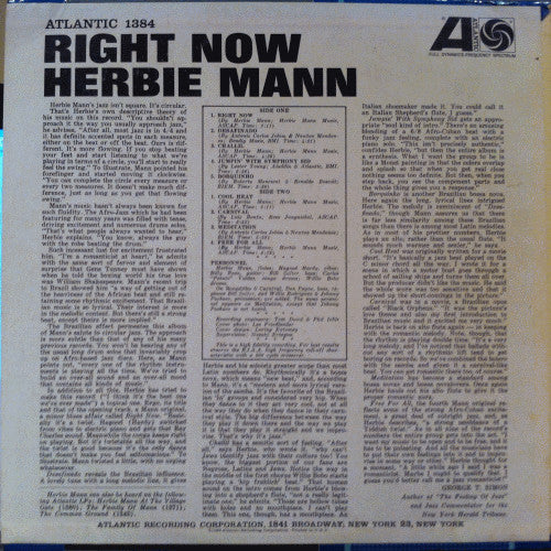 Herbie Mann ~ Right Now (Vinyl) - Djungel & Jazz